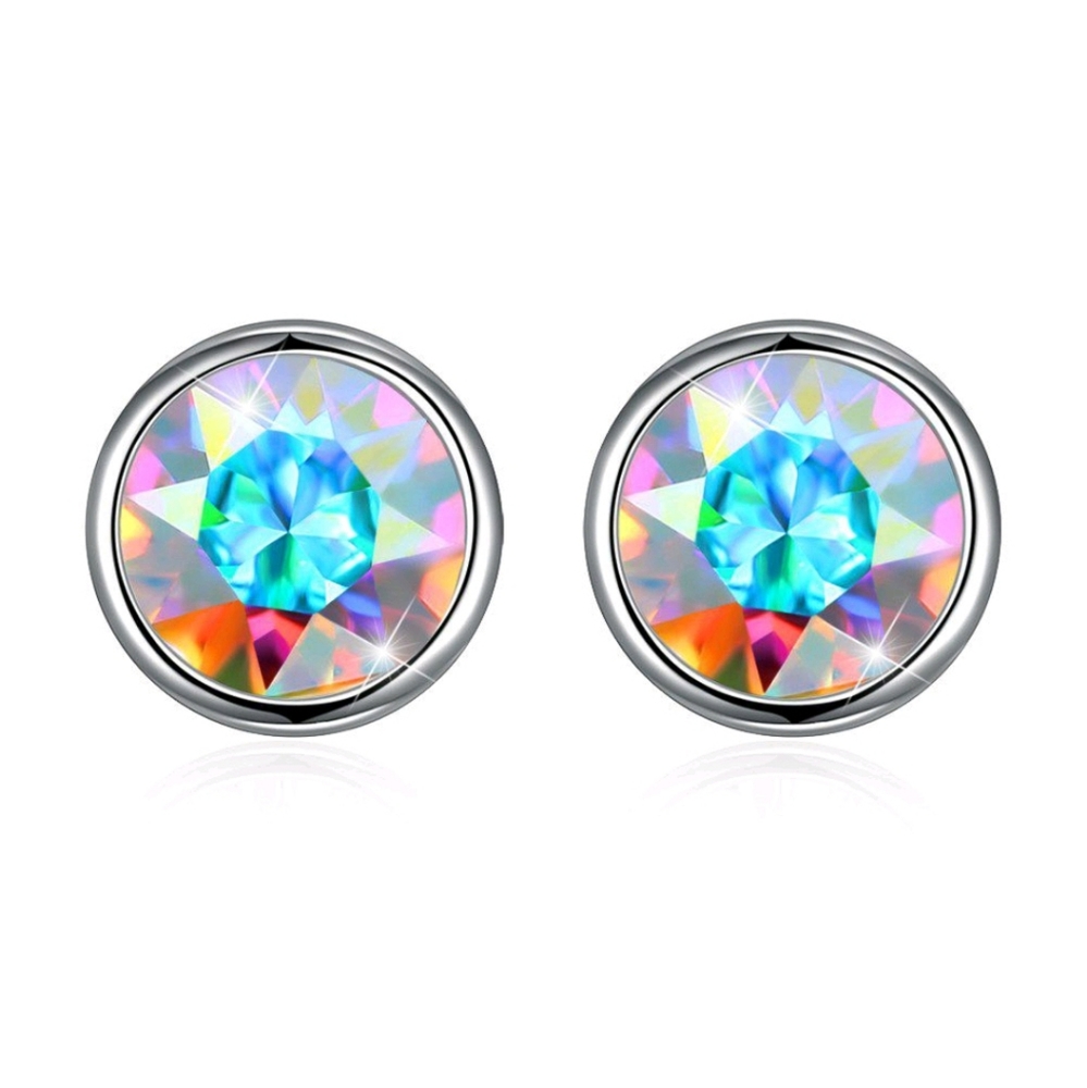New!* Sterling Silver MultiC Crystal Stud Earrings